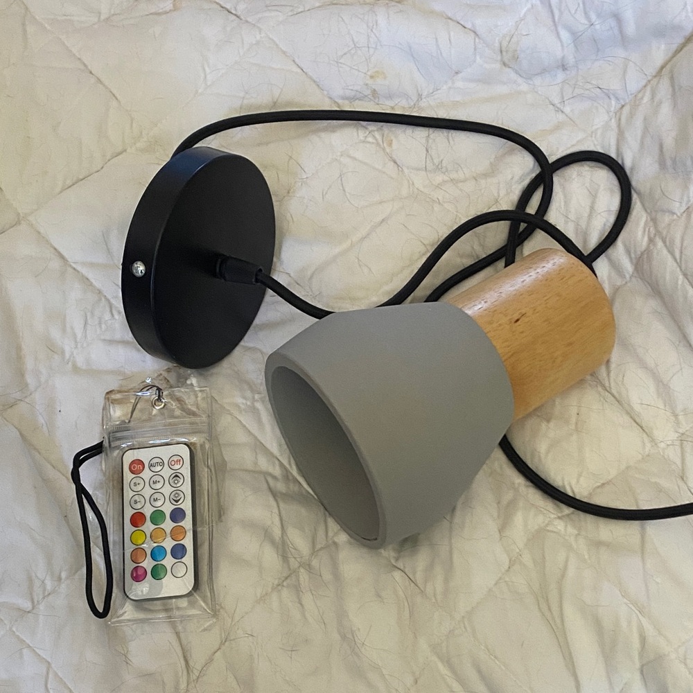 Modern Gray Pendant Light with Remote